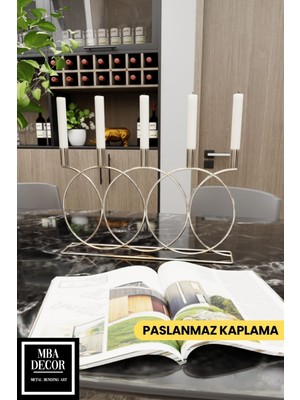 Özgürce Modern Geometrik Metal Mumluk, 45CM, Şık ve Dayanıklı Ev Dekoru