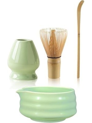Naque 4lü Matcha Set Kase Kaşık Whisk Tutucu Bambu Whisk Çırpıcı ve Bambu Kaşık MT217