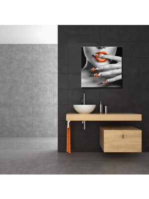 Özgürce Canlı Renkli Orange Lips Kanvas Tablo, Şık ve Modern Dekorasyon Parçası