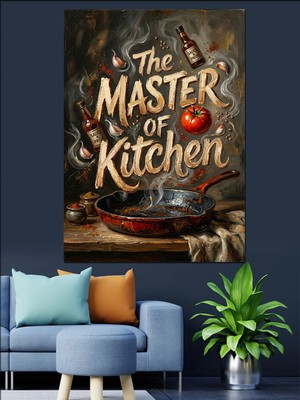 Özgürce Şef Temalı Kanvas ve Mdf Ahşap Tablo, Modern Dekorasyon Için.