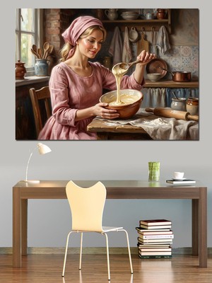 Özgürce El Yapımı Geleneksel Kadın Dekoratif Kanvas ve Ahşap Tablo