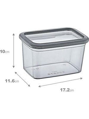 Naque Smartware 12'li Set Skali Dikdörtgen Saklama Kabı Antrasit 1210 ml