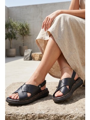 Mammamia Kadın Deri Sandalet D26YS-2725