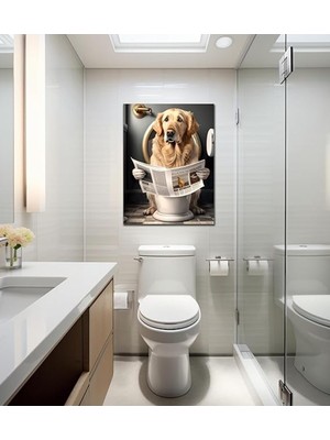 Özgürce Sevimli Golden Retriever Kanvas Banyo Tablosu, Hd Kalite, Dekoratif Tasarım