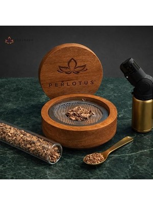 Naque Perlotus Premium Kutulu Ahşap Viski Tütsüleme Seti Kayın Ağacı Tüm Bardaklara Uygun Aparat, Talaş, Pürmüz, Viski Taşı, Kaşık