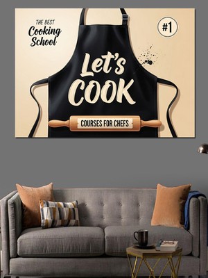 Özgürce Dekoratif Kanvas ve Mdf Ahşap Tablo, Hadi Pişirelim Aşçı Önlüğü Tasarımı