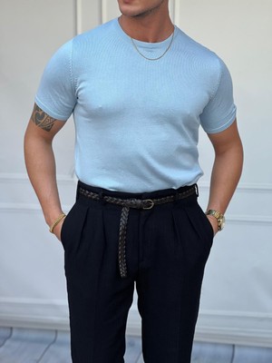 Modefendicom Yüksek Kalite Slim Fit Triko Kumaş Tshirt