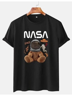 Nıgrum Pardus Özel Seri Space Astronot Ayıcık Nasa Baskılı %100 Pamuk Erkek Çocuk T-Shirt