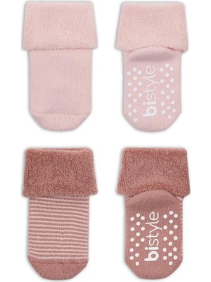 NW NessiWorld 2'li Çemberli Kaymaz Havlu Soket Çorap 10503 Pudra Pembe