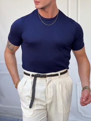 Modefendicom Yüksek Kalite Slim Fit Triko Kumaş Tshirt