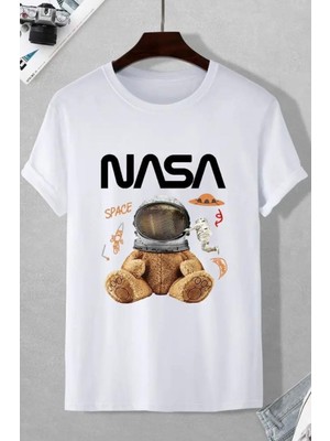 Nıgrum Pardus Özel Seri Space Astronot Ayıcık Nasa Baskılı %100 Pamuk Erkek Çocuk T-Shirt