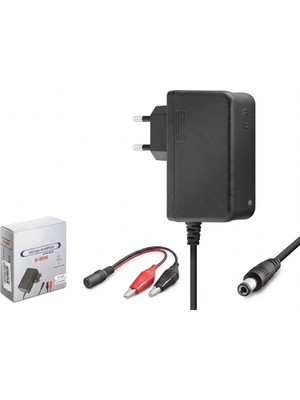 General Akü Şarj Cihazı 12V 2.5A 30W Krokodil Uç Akü Şarj Adaptörü