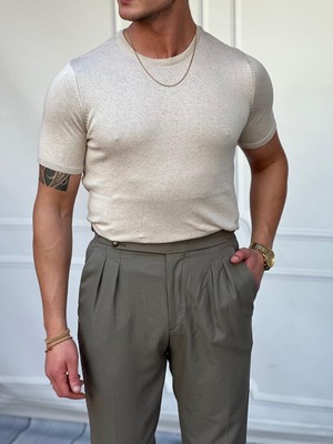 Modefendicom Yüksek Kalite Slim Fit Triko Kumaş Tshirt