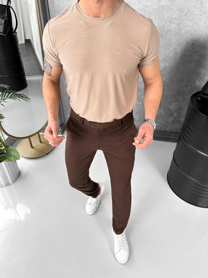 Modefendicom Yüksek Kalite Slimfit Merserize Kumaş Bisiklet Yaka Tshirt