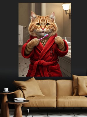 Özgürce Yumuşak Dokulu Kedi Temalı Dekoratif Kanvas Tablo, Şık ve Modern Tasarım
