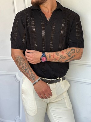 Modefendicom Tam Oversize Desenli Örgü Model Triko Tshırt