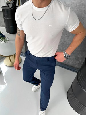 Modefendicom Yüksek Kalite Slimfit Merserize Kumaş Bisiklet Yaka Tshirt
