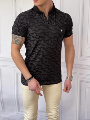 Modefendicom Slim Fit Baskı Polo Yaka  Tshırt