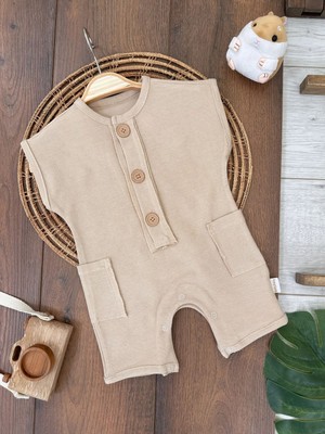 Butik Erkek Bebek %100 Pamuklu Düğme Detaylı Tulum