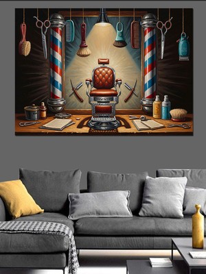 Özgürce Retro Tarzda Ahşap ve Kanvas Dekoratif Salon Koltuk Tablosu