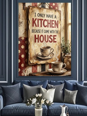 Özgürce Şık Mutfak Kuralları Yazılı Ahşap ve Kanvas Tablo Dekoru