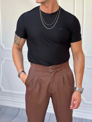 Modefendicom Yüksek Kalite Slimfit Merserize Kumaş Bisiklet Yaka Tshirt