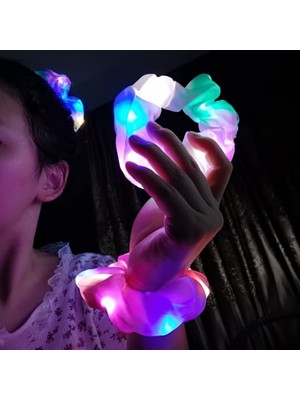 NW NessiWorld Pembe Renk LED Işıklı Lastikli Saç Tokası - 3 Modlu Festival  Parti Saç Tokası