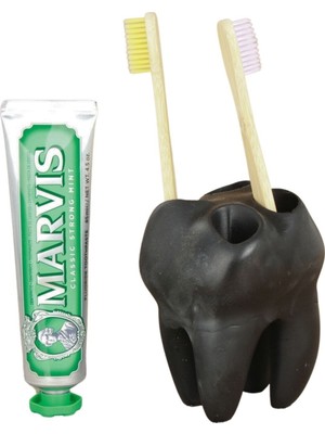 Özgürce Siyah Renkte Tezgah Üstü Diş Fırçası Standı, Şık ve Pratik Tasarım