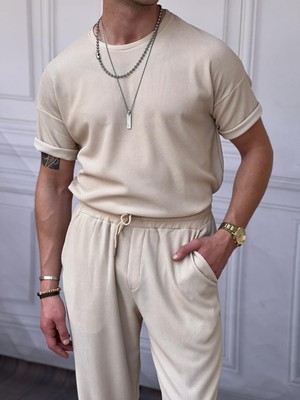 Modefendicom Ince Fitil Desenli Tshirt