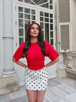 Esra Helvacı Eh Collection Puantiyeli Mini Şort Etek