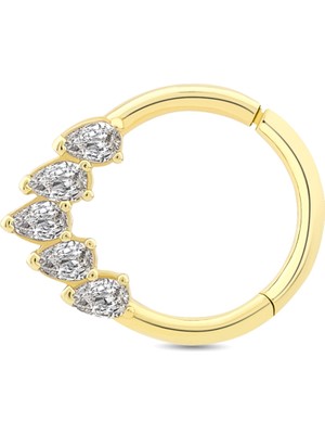 Ethem Gold 14 Ayar 5'li Damla Taşlı Altın Halka Tragus Piercing