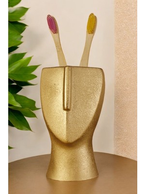 Özgürce Altın Renkli Diş Fırçası Kabı ve Fırçalık Seti