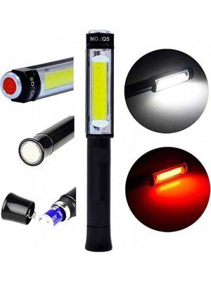 General Ps-Q5 Pilli Mıknatıslı Cob LED Çalışma Tamir Kırmızı Işık El Feneri
