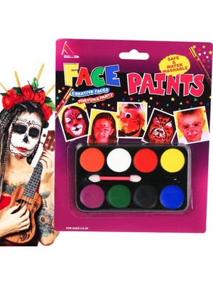 NW NessiWorld Palyaço Yüz Boyama Seti Fırçalı Makyaj Boyama Seti 8 Renk