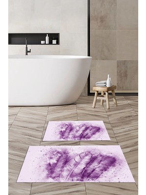 PremiumPort 3D Baskılı Kaymaz Taban Yıkanabilir Banyo Paspası 2’li Set