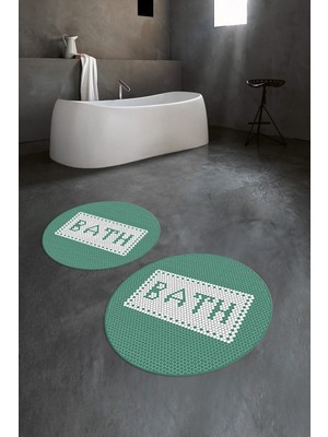 PremiumPort Yıkanabilir, Dijital Baskılı, Kaymaz Taban, Yuvarlak, Ikili Banyo Takımı