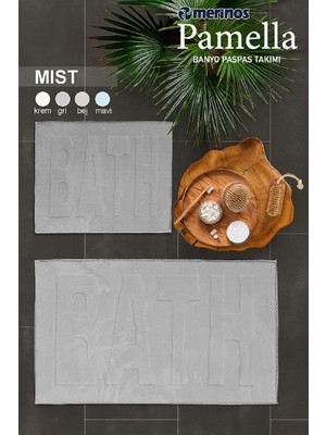 PremiumPort Şık ve Yumuşak 2'li Banyo Paspas Takımı, Mist Gri Rengi