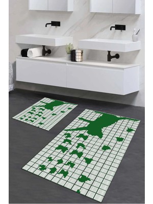 PremiumPort Yıkanabilir Kaymaz Kedi Desenli Banyo Paspası ve Klozet Takımı Seti