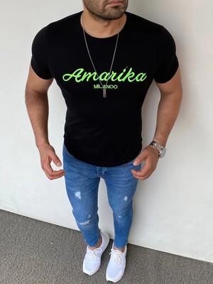 Modefendicom Slim Fit Yazı Detaylı Tshırt