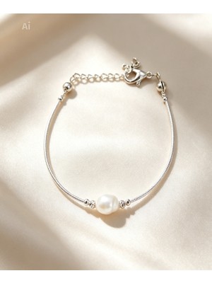 Derin's Design Art Gümüş Kaplama Doğal Incili Zarif Bileklik