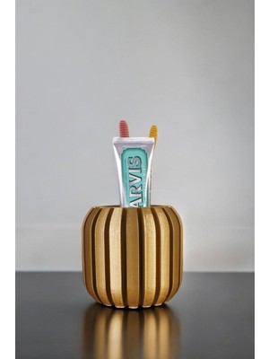 Özgürce Şık Altın Renk Diş Fırçası Tutucu ve Standı