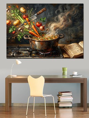 Özgürce Lezzetli ve Taze Sebze Yemeği Temalı Dekoratif Kanvas ve Mdf Tablo