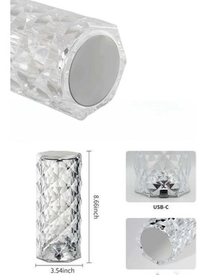 Emh Store Yeni Nesil Modern Kristal Masa ve Gece Lambası Dokunmatik Renk Değiştirebilen - Lisinya