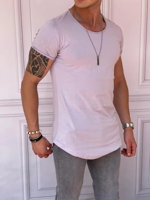 Modefendicom Slim Fit Oval Kesim Pamuk Basic Tshırt