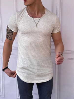 Modefendicom Slim Fit Oval Kesim Pamuk Basic Tshırt