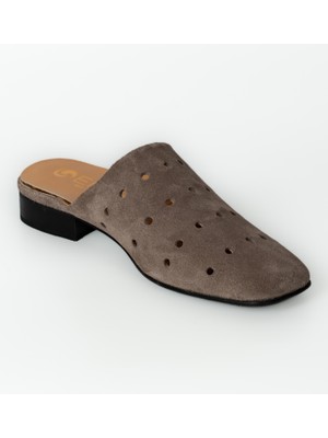 E.R.S Air Comfort Vizon Süet Hakiki Deri Delikli Kare Burunlu Sabo Terlik