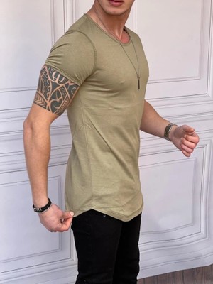 Modefendicom Slim Fit Oval Kesim Pamuk Basic Tshırt