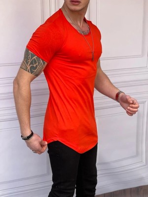 Modefendicom Slim Fit Oval Kesim Pamuk Basic Tshırt