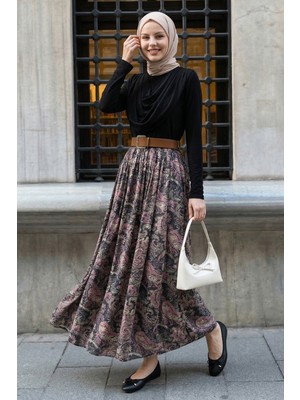 inStyle Yakası Drapeli Kemerli Sandy Siyah Takım