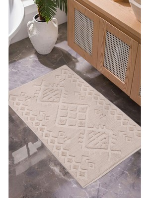 PremiumPort Yumuşak Doğal Pamuklu Banyo Paspas Seti 2'li 50X80 ve 40X60 cm